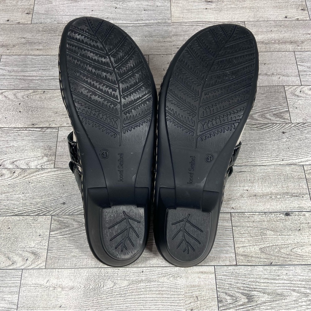 Josef Seibel Sandals Womens 10.5 41 Black Slip On Slides Open Toe Shoes Heels - Picture 7 of 10